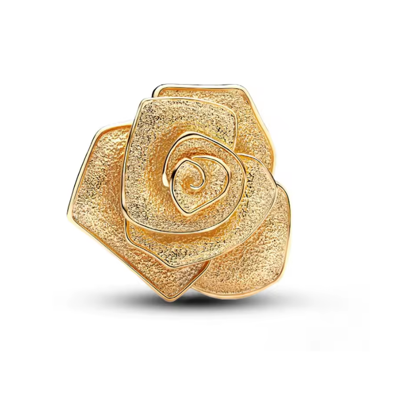 Charm pour bracelet fleur rose ouverte or Charm pour bracelet fleur rose ouverte or