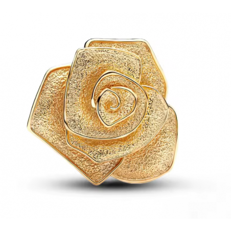 Charm pour bracelet fleur rose ouverte or