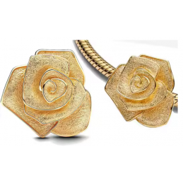 Charm pour bracelet fleur rose ouverte or