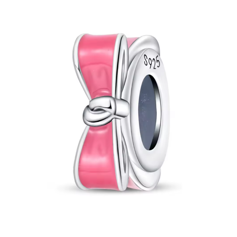Charm pour bracelet séparateur bloqueur noeud rose