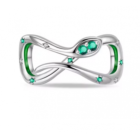 Charm pour bracelet noeud infini serpent pierre verte