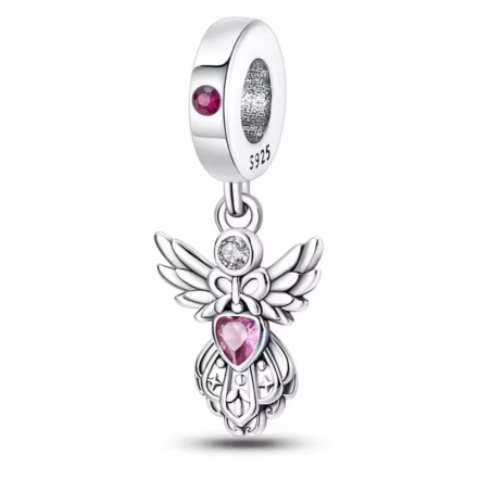 Charm pour bracelet ange coeur pierre violette