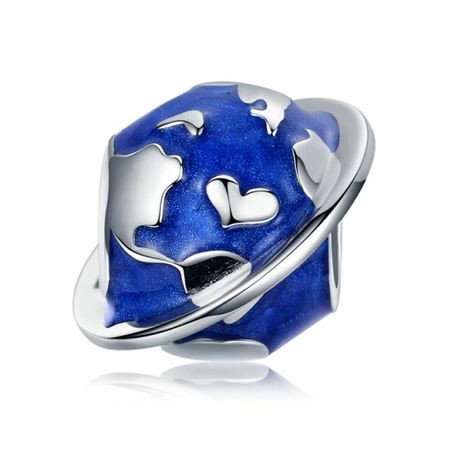 Charm pour bracelet argent planète coeur anneau
