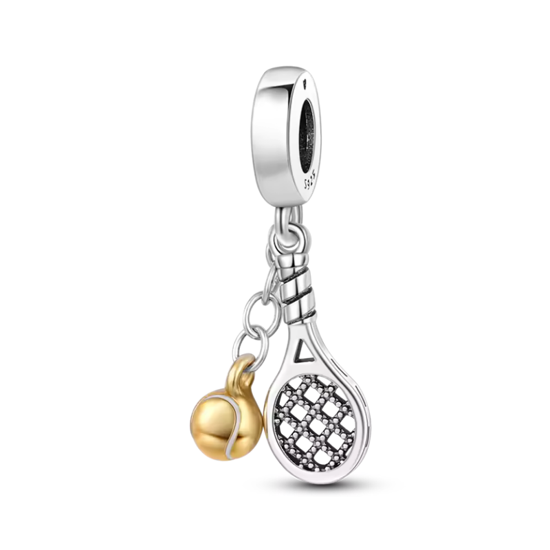 Charm pour bracelet raquette de tennis et balle