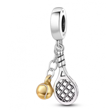Charm pour bracelet raquette de tennis et balle