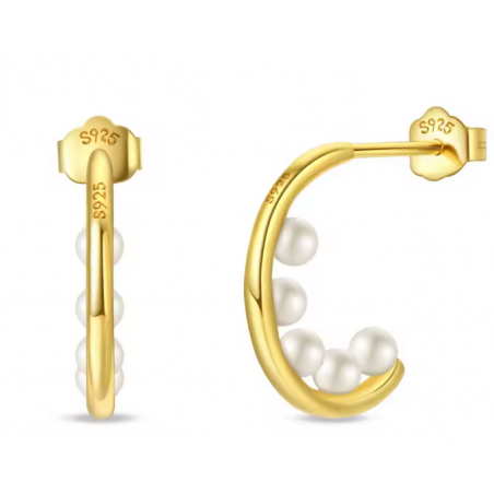 boucles d'oreilles or 5 perles blanches