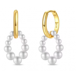 boucles d'oreilles or boucle de perles blanches