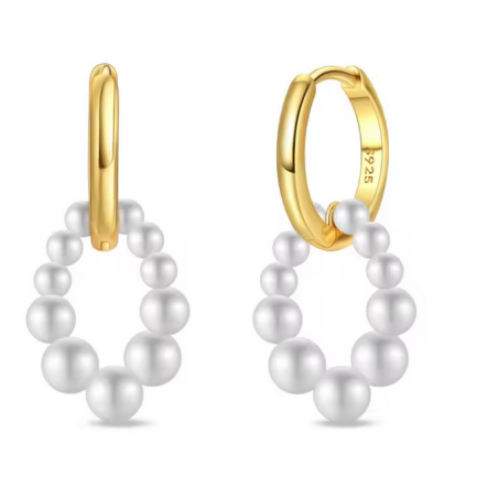 boucles d'oreilles or boucle de perles blanches