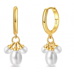 boucles d'oreilles or trois perles pendentes