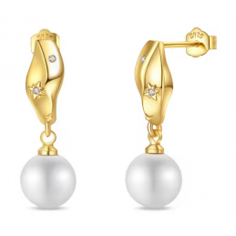 boucles d'oreilles or étoiles perle blanche