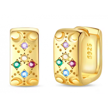 boucles d'oreilles or étoiles et lune