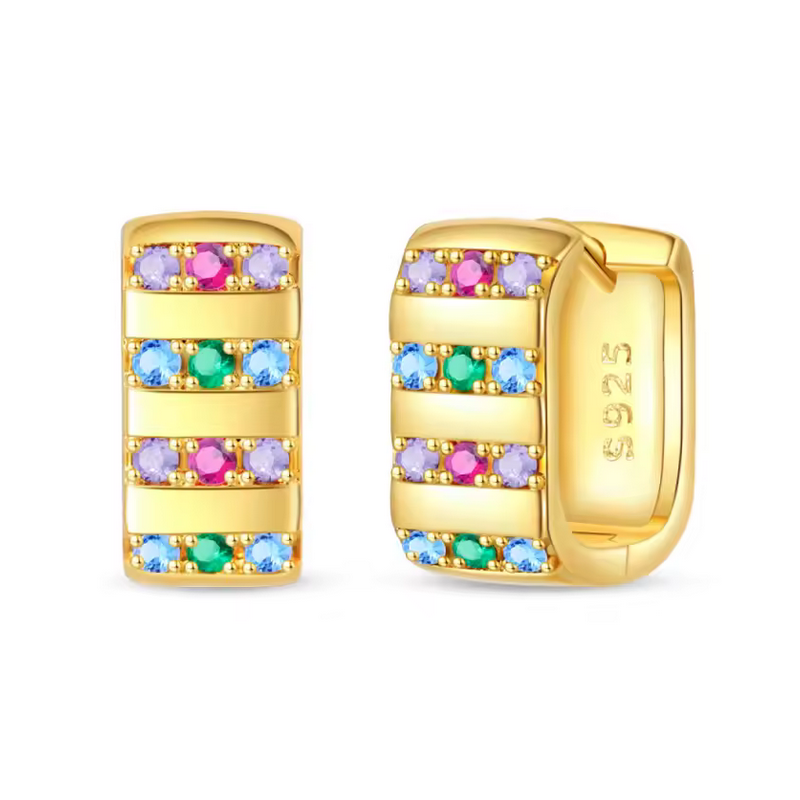 boucles d'oreilles or ligne de strass rose violet vert bleu boucles d'oreilles or ligne de strass rose violet vert bleu