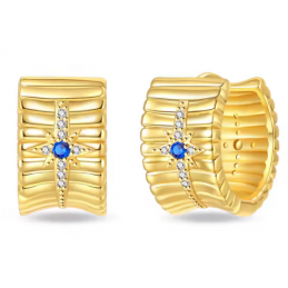boucles d'oreilles or étoile filante bleue