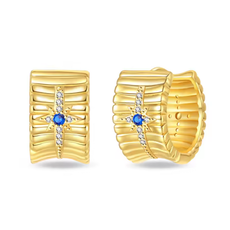 boucles d'oreilles or étoile filante bleue boucles d'oreilles or étoile filante bleue
