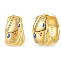 boucles d'oreilles or étoile soleil lune