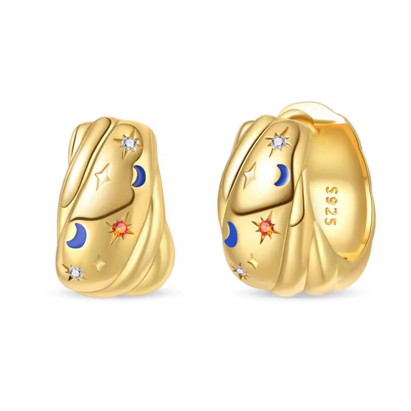 boucles d'oreilles or étoile soleil lune boucles d'oreilles or étoile soleil lune
