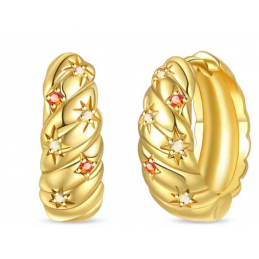 boucles d'oreilles or ronde étoile soleil