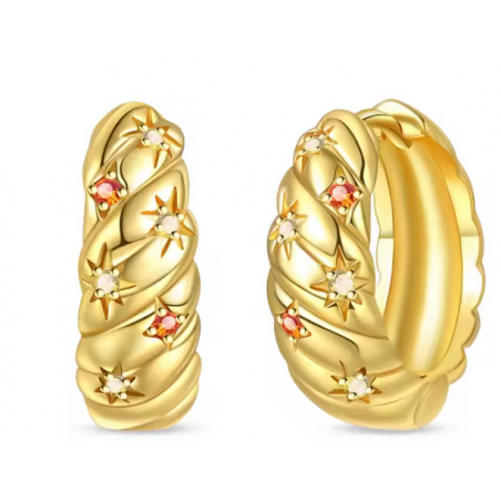 boucles d'oreilles or ronde étoile soleil