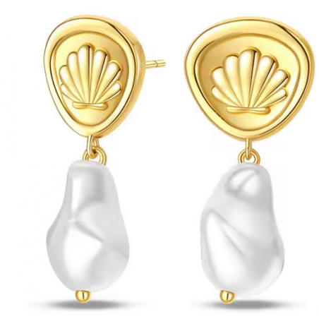 boucles d'oreilles coquillage or et perle blanche