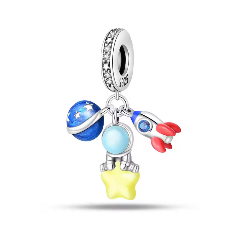 Charm pour bracelet astronaute fusée planète
