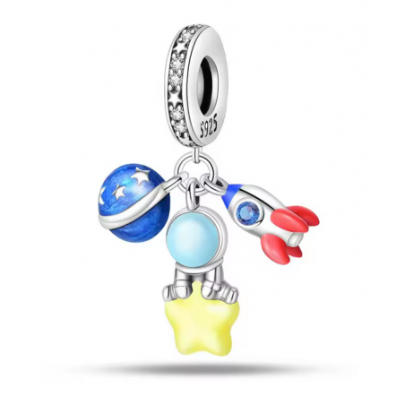 Charm pour bracelet astronaute fusée planète
