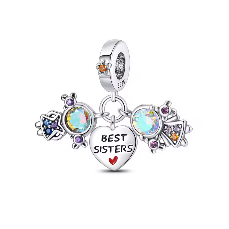 Charm pour bracelet cadeau soeur deux filles pendentif Charm pour bracelet cadeau soeur deux filles pendentif
