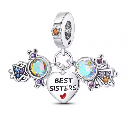 Charm pour bracelet cadeau soeur deux filles pendentif