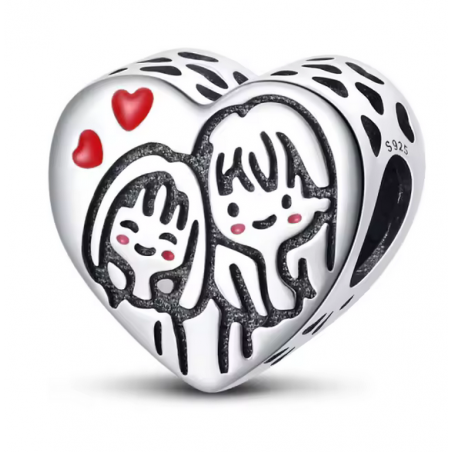 Charm pour bracelet cadeau grande soeur petite soeur coeur