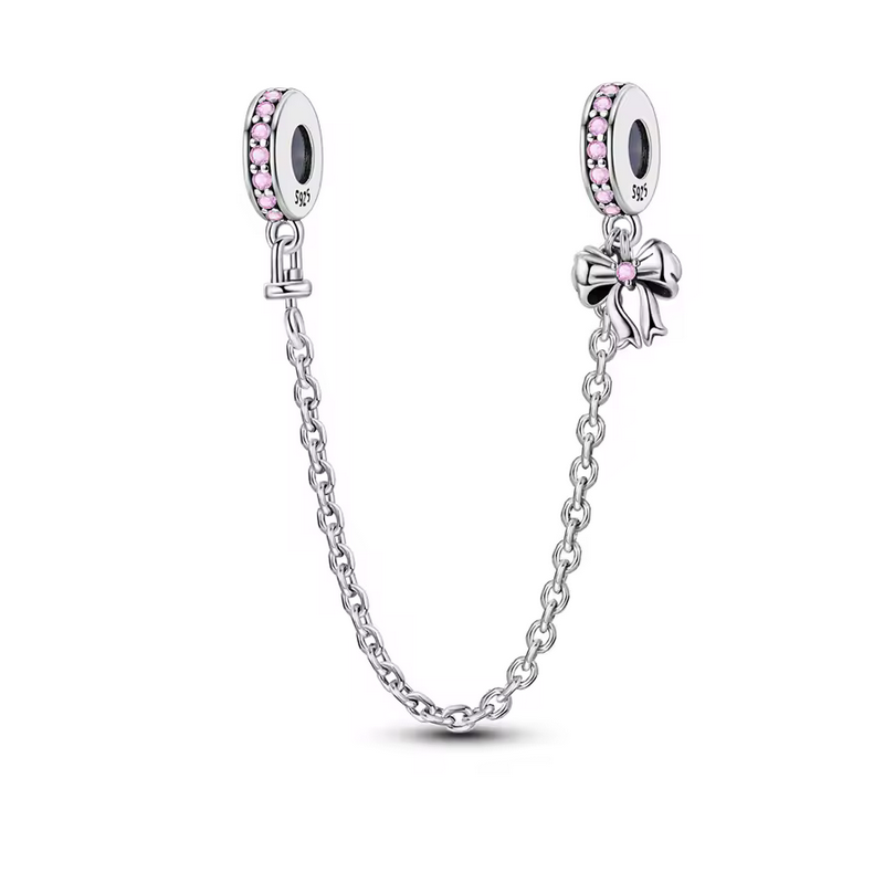 Charm pour bracelet chaine bloqueur noeud rose