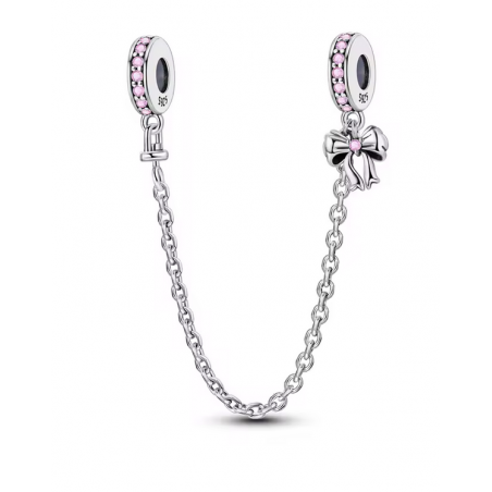 Charm pour bracelet chaine bloqueur noeud rose