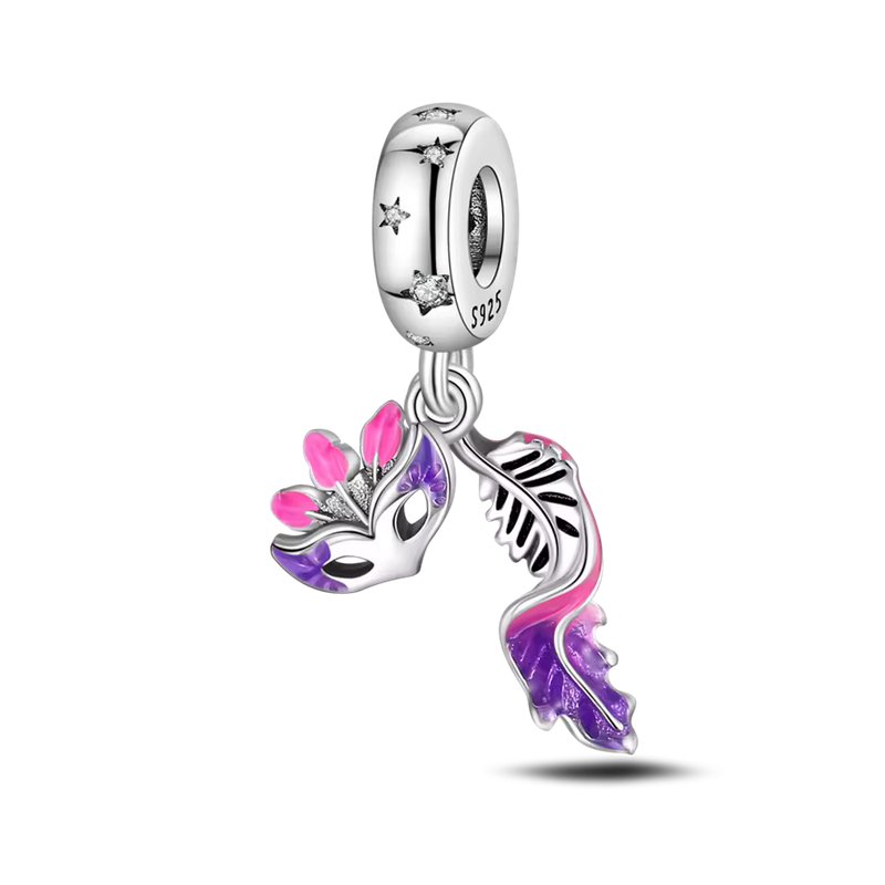 Charm pour bracelet masque carnaval fête plume Charm pour bracelet masque carnaval fête plume