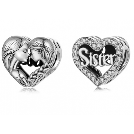 Charm pour bracelet cadeau soeur tête à tête meilleure amie