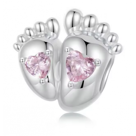 Charm pour bracelet cadeau naissance pied forme de coeur