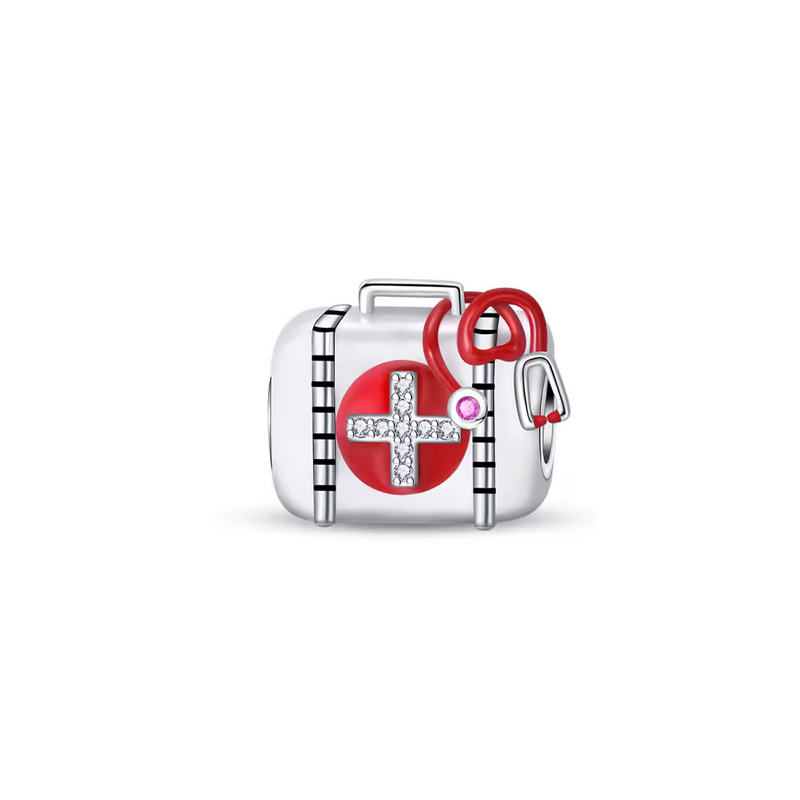 Charm pour bracelet cadeau infirmière soignante valise rouge Charm pour bracelet cadeau infirmière soignante valise rouge