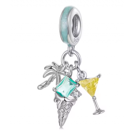 Charm pour bracelet vacance glace et coktail turquoise