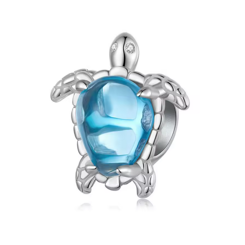 Charm pour bracelet vacance tortue de mer pierre bleu