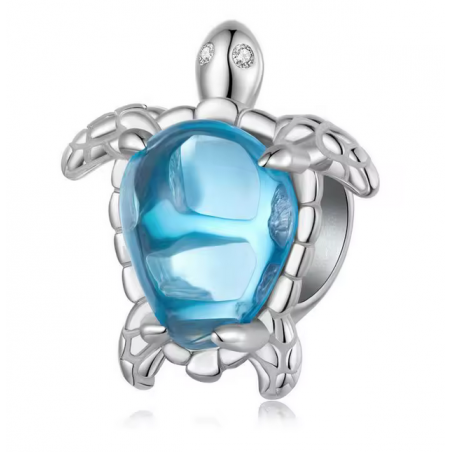 Charm pour bracelet vacance tortue de mer pierre bleu