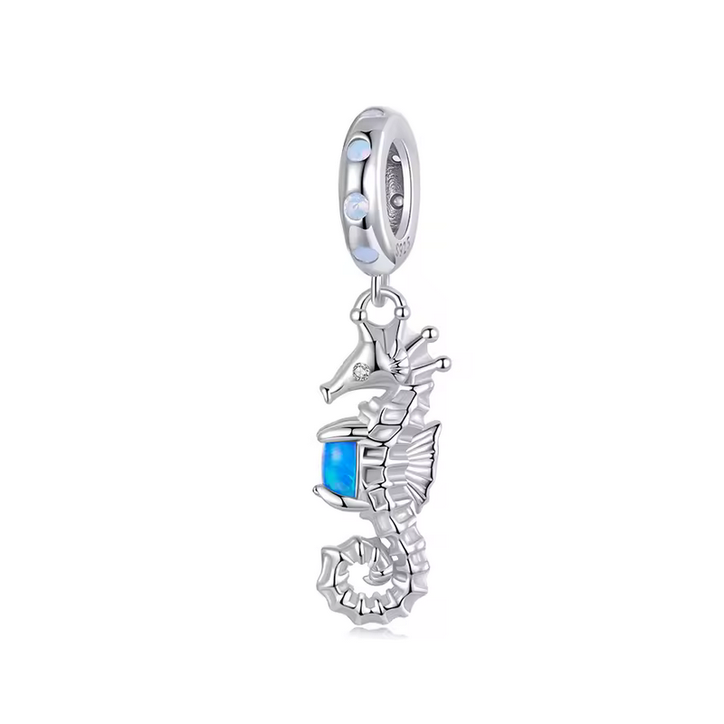 Charm pour bracelet vacance hippocampe pierre bleu