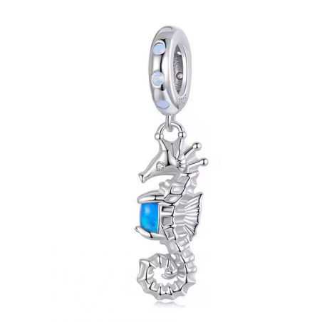 Charm pour bracelet vacance hippocampe pierre bleu
