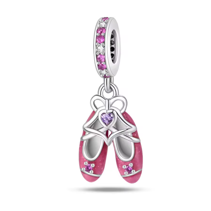 Charm bijou pour bracelet ballerine danseuse rose