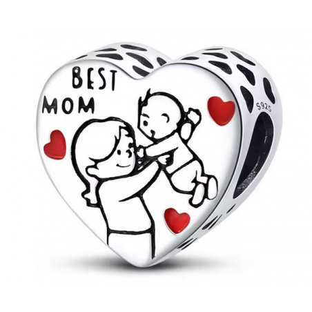 Charm pour bracelet meilleure maman enfant dans les bras
