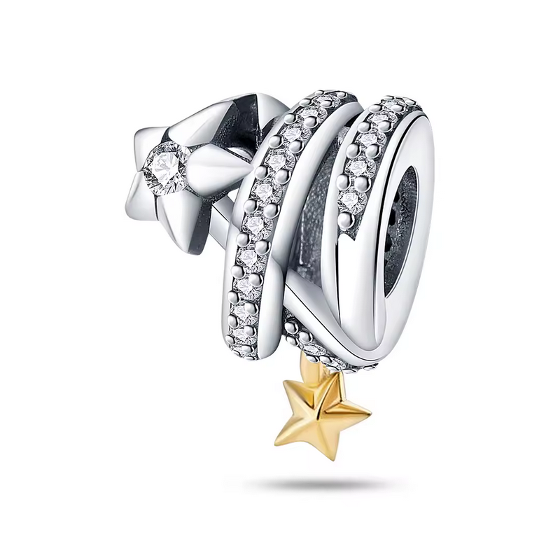 Charm pour bracelet étoile filante argent or Charm pour bracelet étoile filante argent or