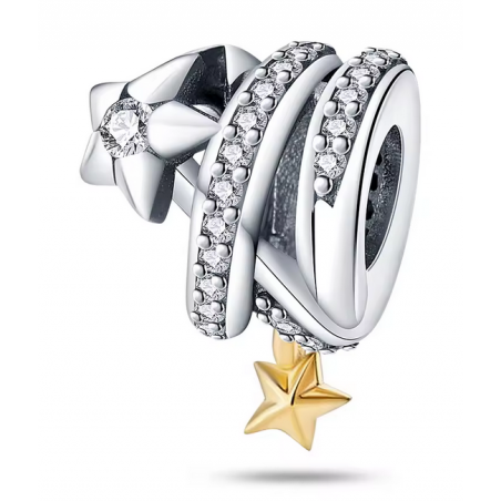Charm pour bracelet étoile filante argent or