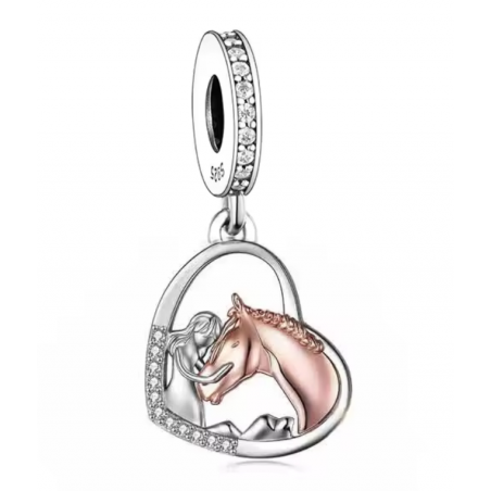 Charm pour bracelet fille embrasse cheval équitation