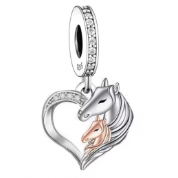 Charm pour bracelet deux chevaux équitation