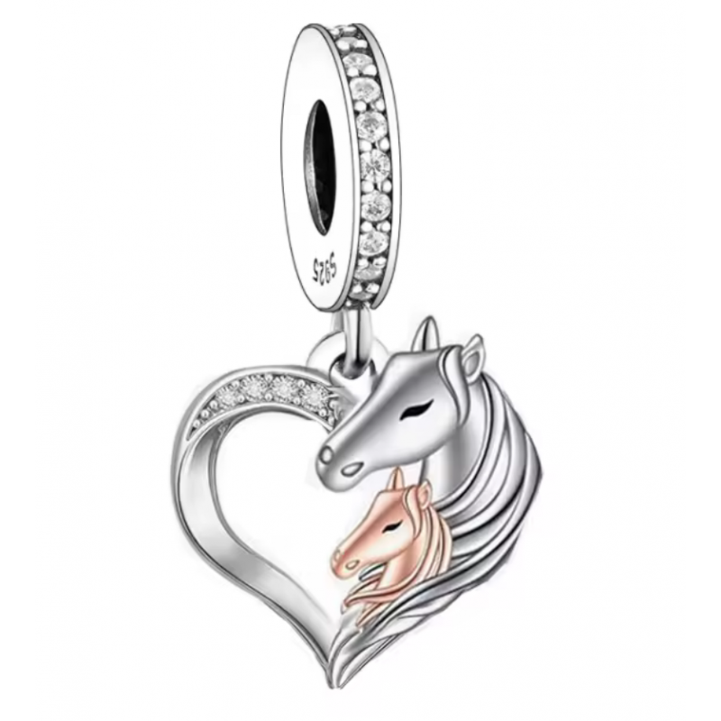Charm pour bracelet deux chevaux équitation