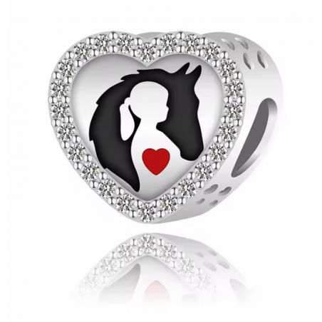 Charm pour bracelet fille cheval dans le coeur équitation