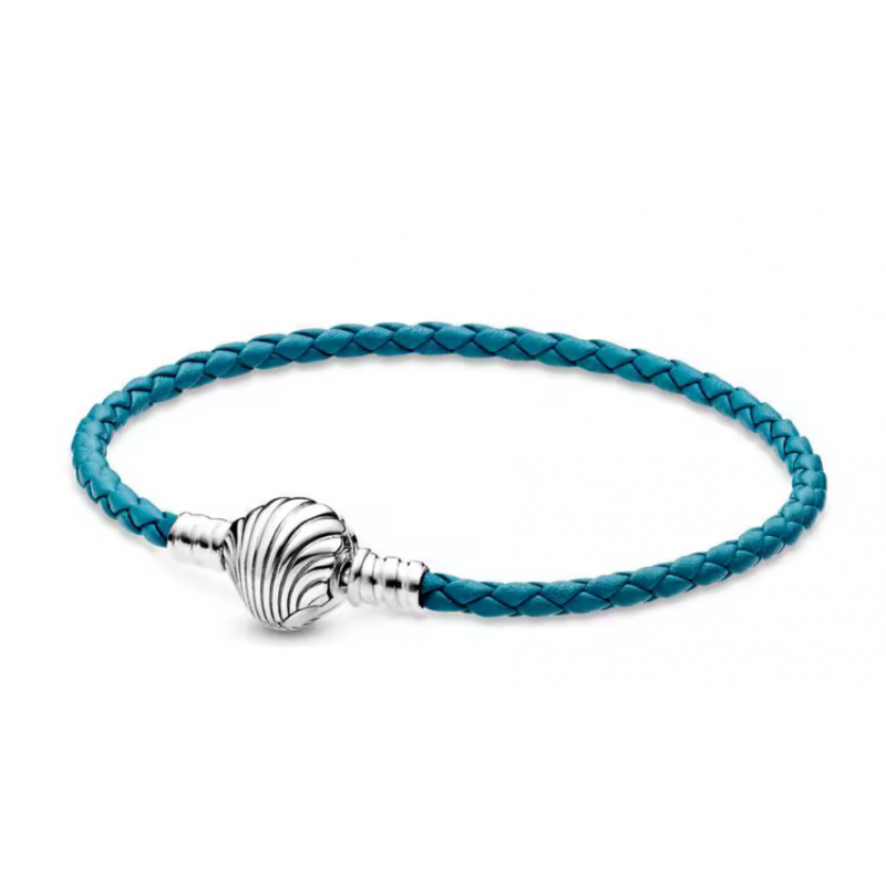 bracelet pour charm bleu tréssé coquillage argent bracelet pour charm bleu tréssé coquillage argent