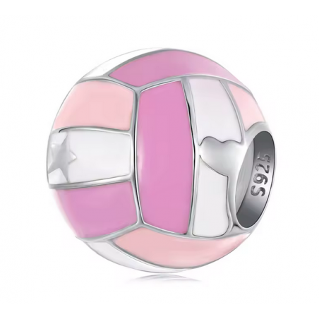 Charm bijou pour bracelet ballon de volley rose