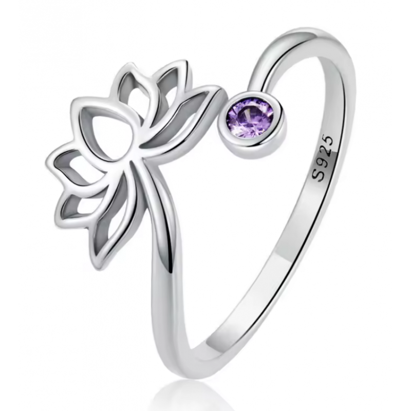 Bague fleur de lotus simple argent réglable Bague fleur de lotus simple argent réglable